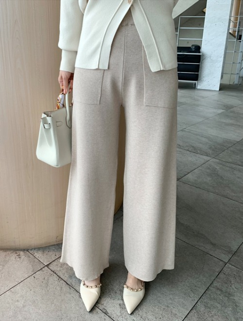 Milky pocket knit pants (beige)