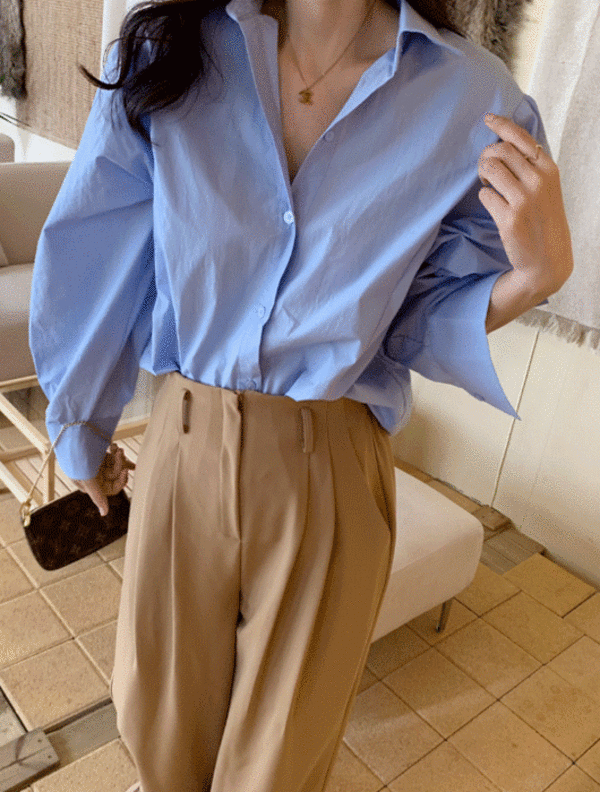 로슬리 카라 루즈핏 셔츠 (진소라, 화이트)